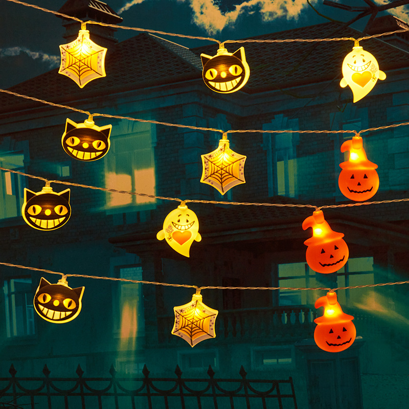 thumbnail image 5 of Guirnalda de luces LED de terror de calabaza 10/20/30 LED para decoración de fiesta de Halloween Bar en casa, 5 of 9