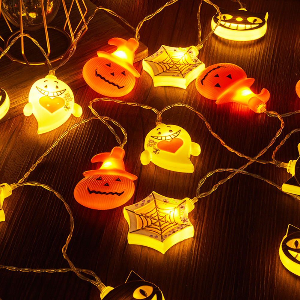 thumbnail image 1 of Guirnalda de luces LED de terror de calabaza 10/20/30 LED para decoración de fiesta de Halloween Bar en casa, 1 of 9