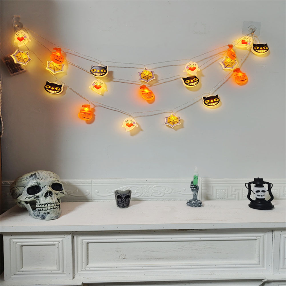 thumbnail image 3 of Guirnalda de luces LED de terror de calabaza 10/20/30 LED para decoración de fiesta de Halloween Bar en casa, 3 of 9