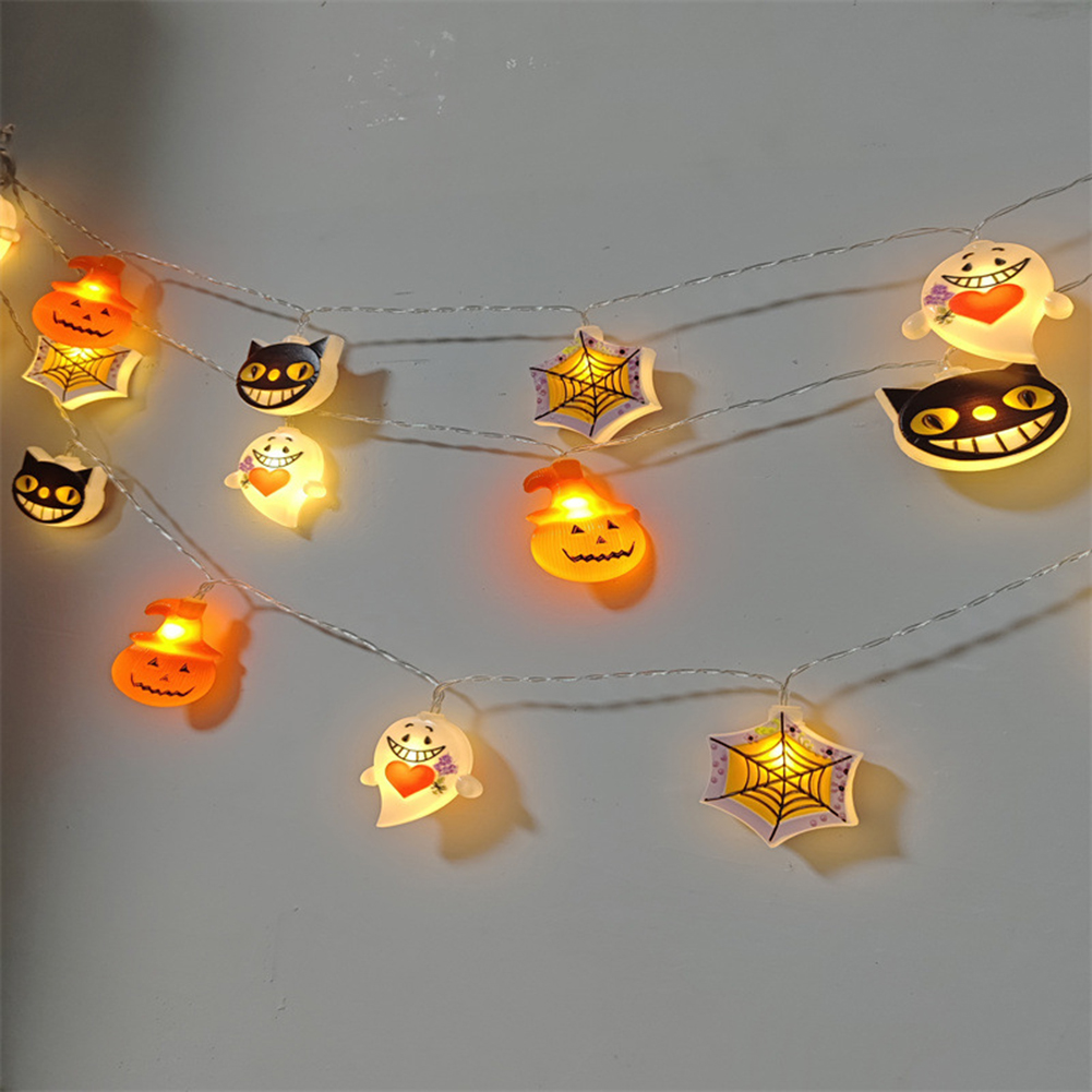thumbnail image 4 of Guirnalda de luces LED de terror de calabaza 10/20/30 LED para decoración de fiesta de Halloween Bar en casa, 4 of 9